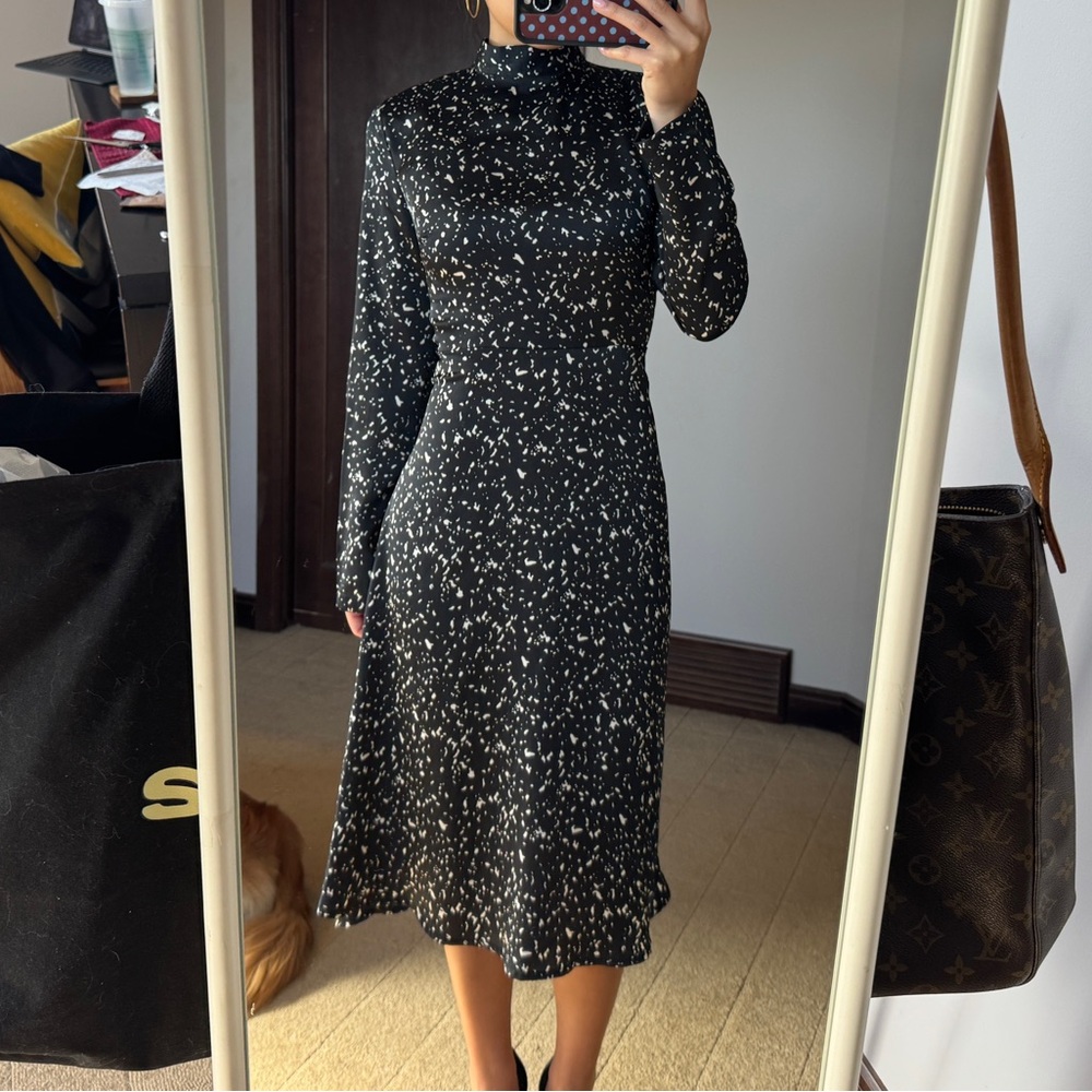 Black & White Speckled Backless Midi Dress